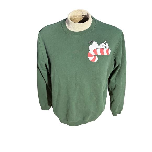 Peanuts Snoopy Candy Cane Christmas Sweatshirt Women’s XL Green Holiday 2023 - Picture 1 of 4